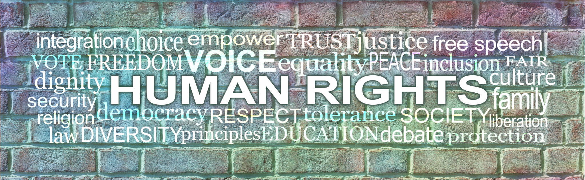 Words associated with Human Rights Brick Wall Word Cloud – Presbyterian ...