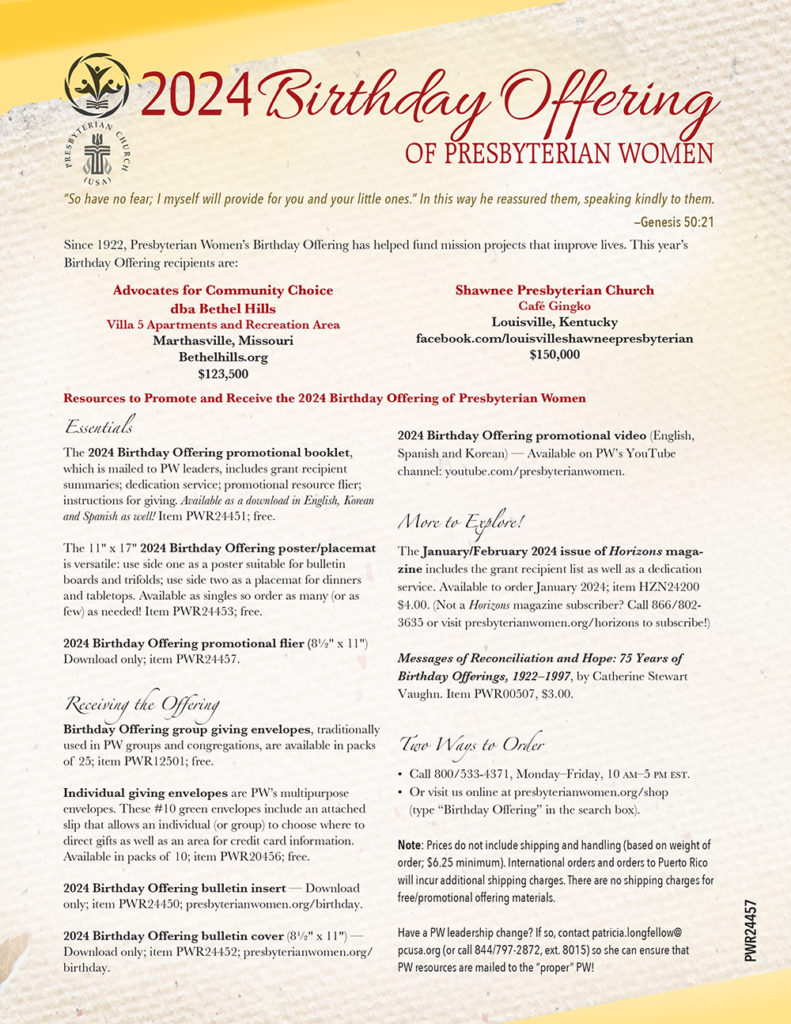 2024 Birthday Offering Resource Flier Presbyterian Women