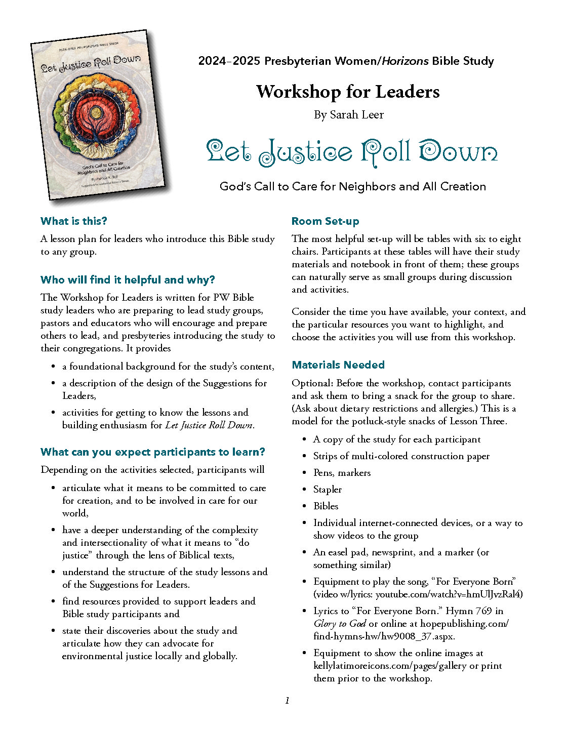 HZN24101 Let Justice Roll Down Workshop for Leaders – Presbyterian 