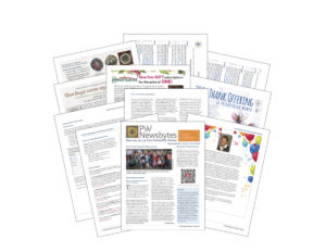 fanned pages of newsletter