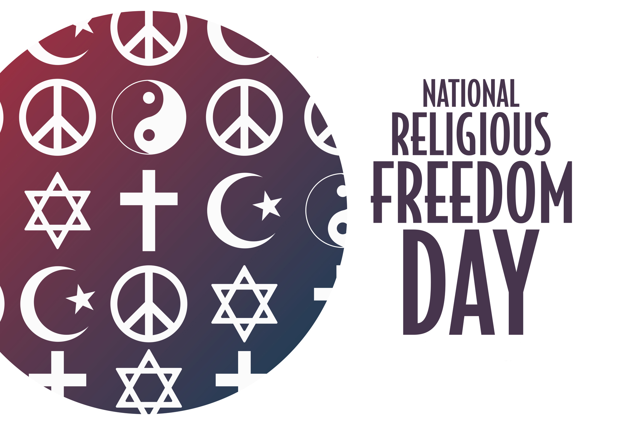 National Religious Freedom Day. January 16. Holiday concept. Template for background, banner, card, poster with text inscription. Vector EPS10 illustration.
