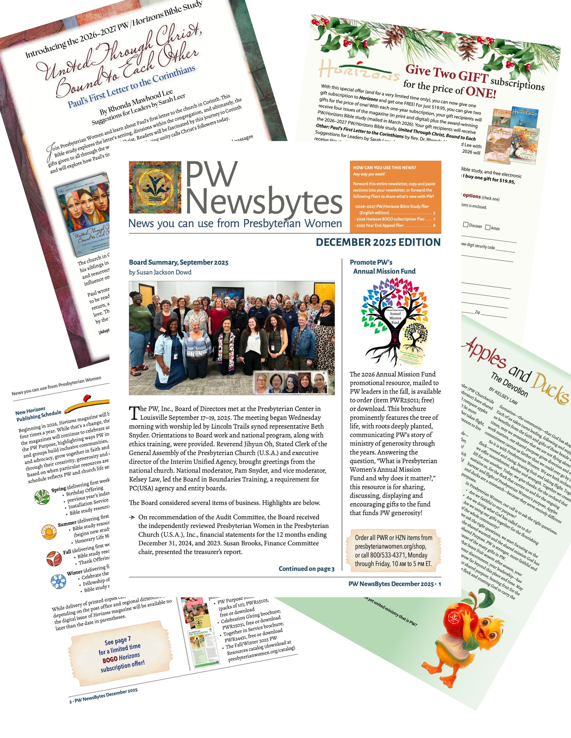 fanned pages of newsletter